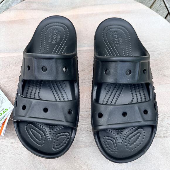 Crocs Baya Slides Unisex Mens 6 Women 8 Sandals Waterproof Black Shoes New - Picture 15 of 16